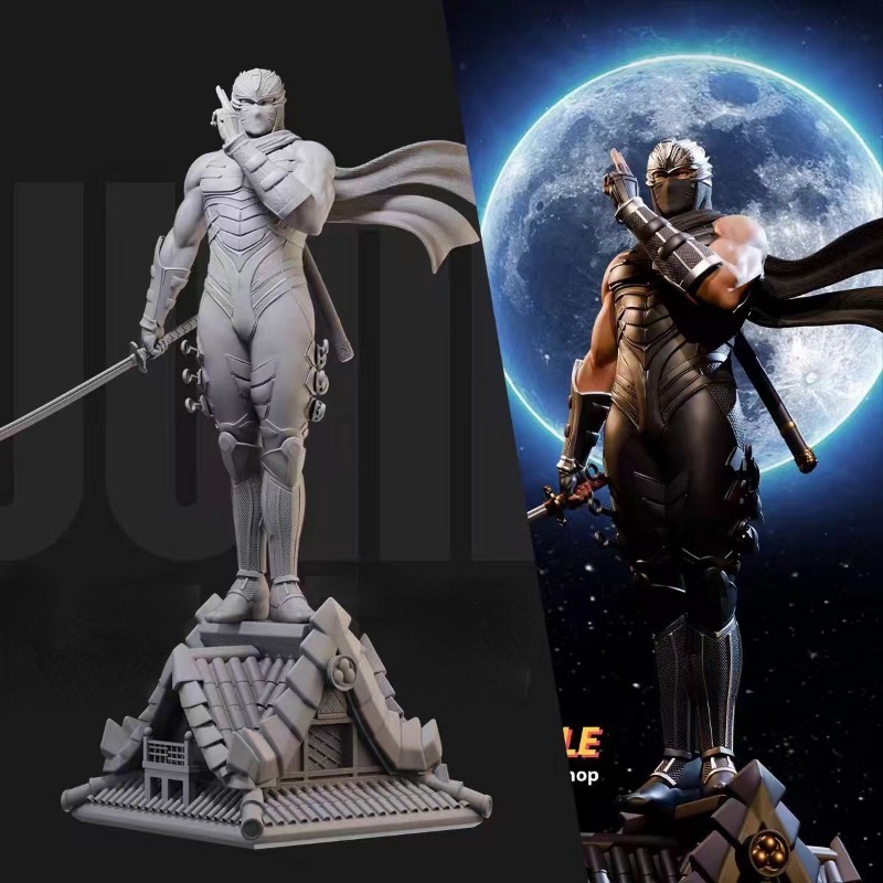 Model Kit Baki - ミニチュア黒衣忍者竜レジンフィギュア,組み立てられたモデルキット,ファンタジーの趣味の置物,組み立てられていない,塗装されていないジオラマ,1:24
