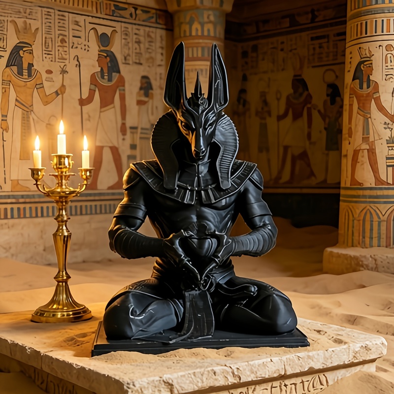 Model Kit Anubis - 3Dプリント製のハート型アヌビス像、黒いエジプトのジャッカル神の瞑想装飾品、ゴシック様式の室内装飾、ホリデー誕生日ギフト