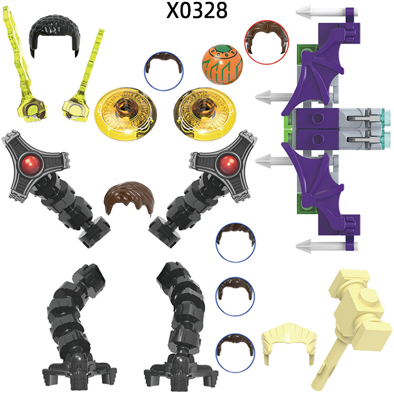 Model Kit Weapons - 子供のためのモックレンガセット,アクションフィギュア,ハンマー武器,ヘアパーツ,モデルブロック,ギフトおもちゃ,x0328