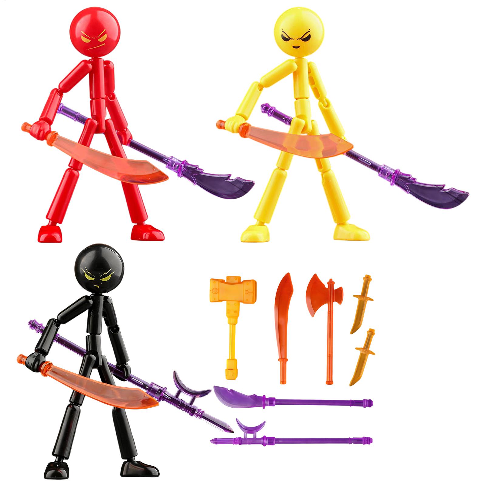 Model Kit Weapons - DIYポーズ調整可能なスティックマンフィギュアキット、武器と可動式の手足付き多関節スティックマン組み立て玩具
